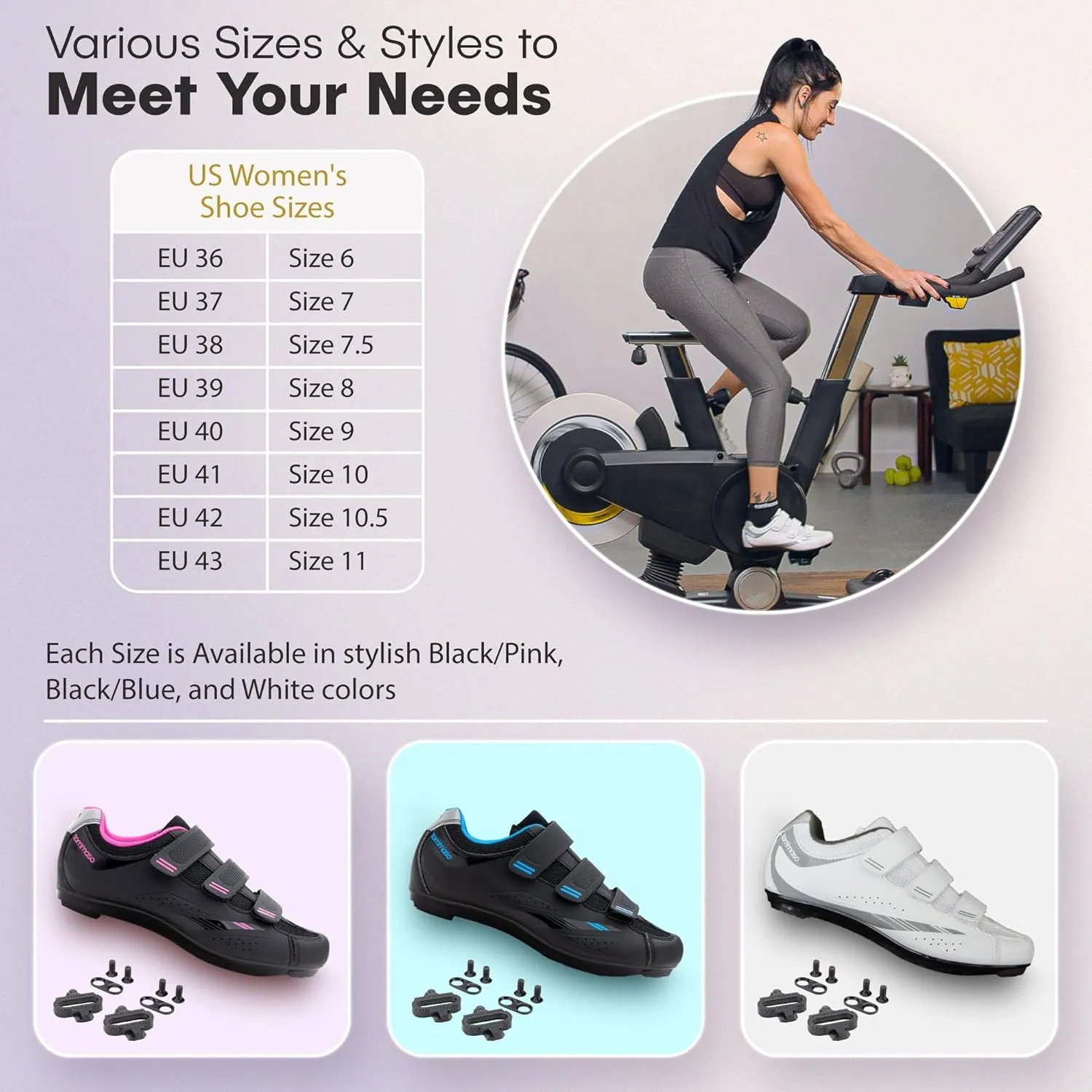 Tommaso Pista 100 SPD & Peloton Shoes for WomenReady to Ride with Peloton Delta Cleat or SPD Cleats for Road Bicycles & Various Indoor BikesExplore Vareity Cycling Shoes & Bike Accessories