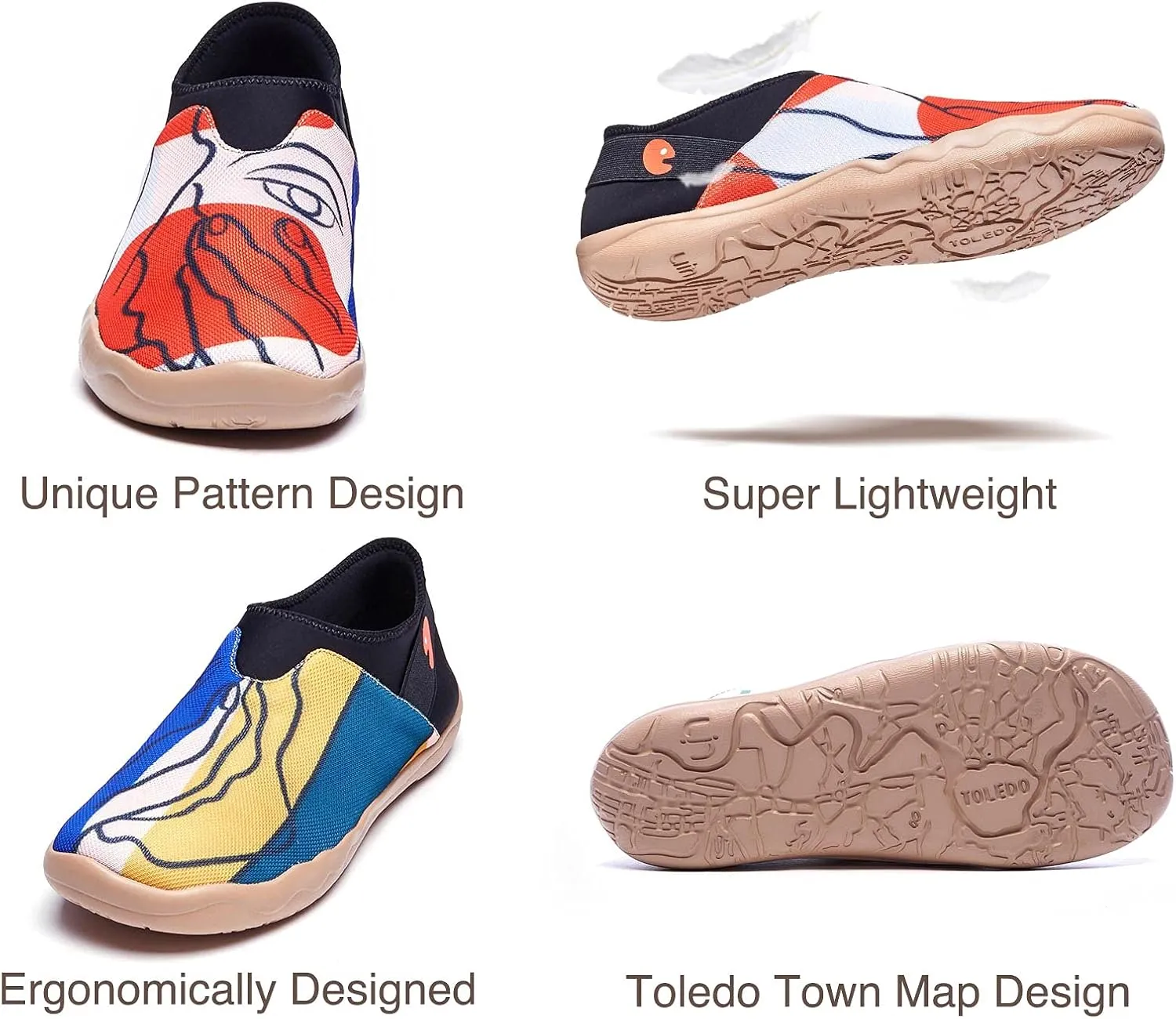 UIN Men's Casual Walking Travel Shoes Slip On Mesh Loafers Lightweight Comfort Air Painted Flats Verona