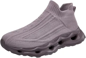 Unisex Slip On Walking Shoes Lightweight Fashion Sneakers Breathable Flying Mesh Workout Sports Shoes Couple Non Slip Running Shoes Casual Socks Shoes