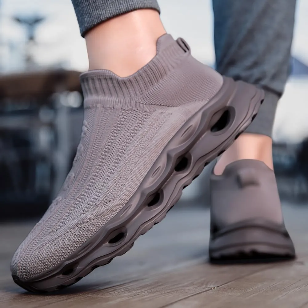 Unisex Slip On Walking Shoes Lightweight Fashion Sneakers Breathable Flying Mesh Workout Sports Shoes Couple Non Slip Running Shoes Casual Socks Shoes