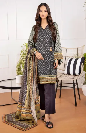Unstitched 2 Piece Printed Lawn Shirt Dupatta (NRDS-21-57/U BLACK)