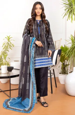 Unstitched 2 Piece Printed Lawn Shirt Dupatta (NRDS-21-61/U BLACK)