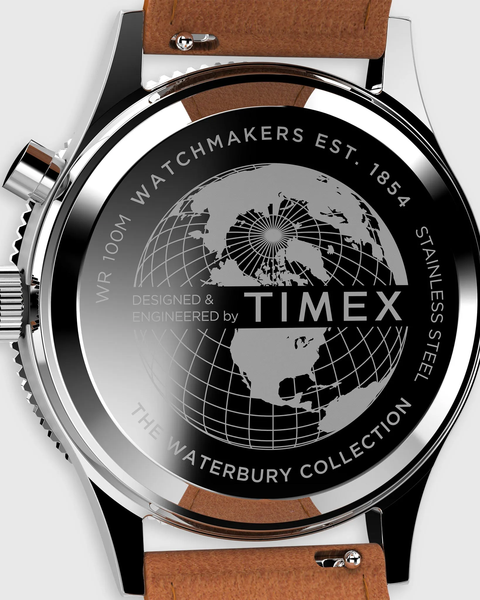 Waterbury Traditional GMT Watch in Charcoal/Tan