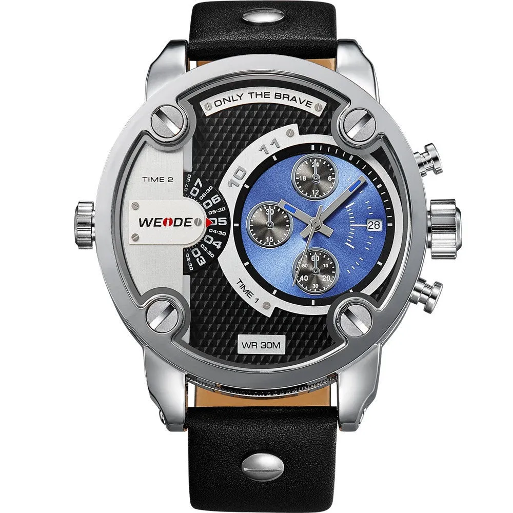 WEIDE Watches Men Military Quartz Sports Watch Luxury Brand Leather Strap Watch Wristwatch New Sale Hot Oversize Wristwatches