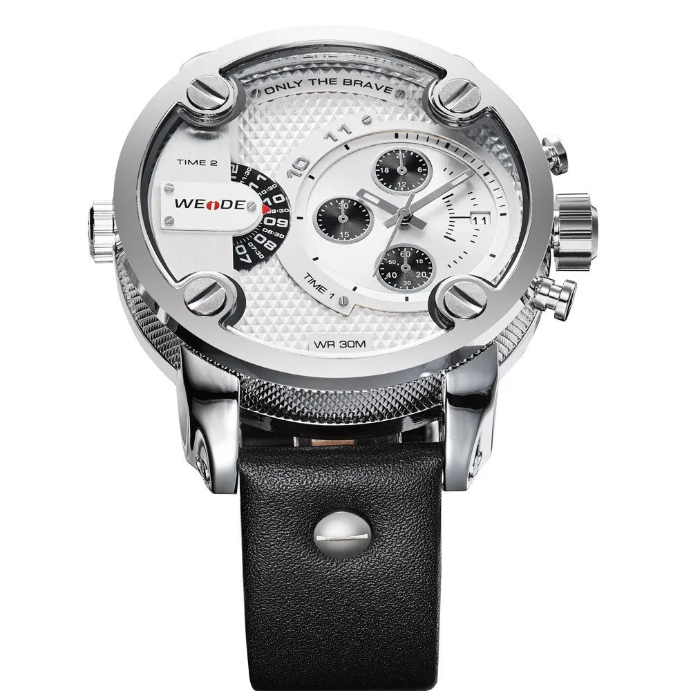 WEIDE Watches Men Military Quartz Sports Watch Luxury Brand Leather Strap Watch Wristwatch New Sale Hot Oversize Wristwatches
