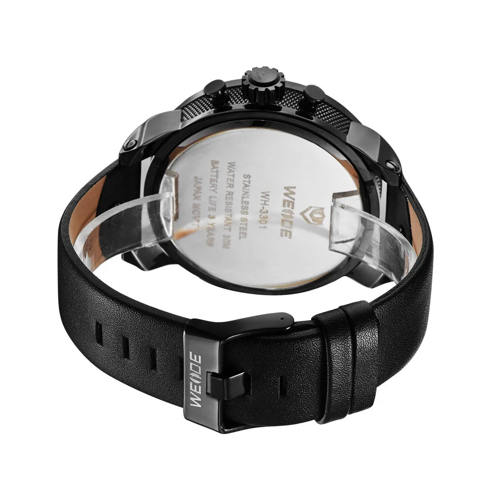 WEIDE Watches Men Military Quartz Sports Watch Luxury Brand Leather Strap Watch Wristwatch New Sale Hot Oversize Wristwatches