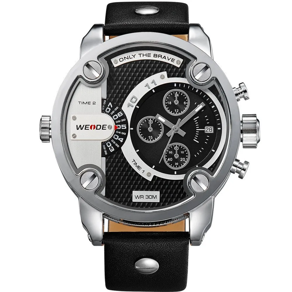 WEIDE Watches Men Military Quartz Sports Watch Luxury Brand Leather Strap Watch Wristwatch New Sale Hot Oversize Wristwatches