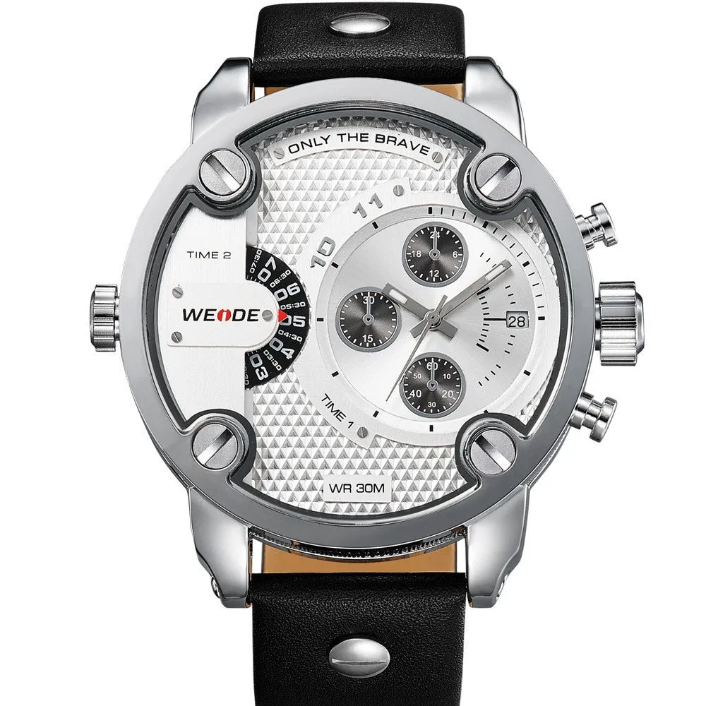 WEIDE Watches Men Military Quartz Sports Watch Luxury Brand Leather Strap Watch Wristwatch New Sale Hot Oversize Wristwatches