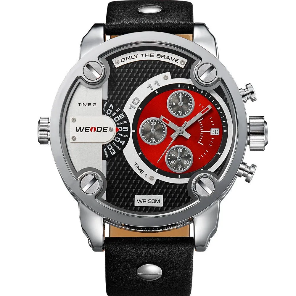 WEIDE Watches Men Military Quartz Sports Watch Luxury Brand Leather Strap Watch Wristwatch New Sale Hot Oversize Wristwatches