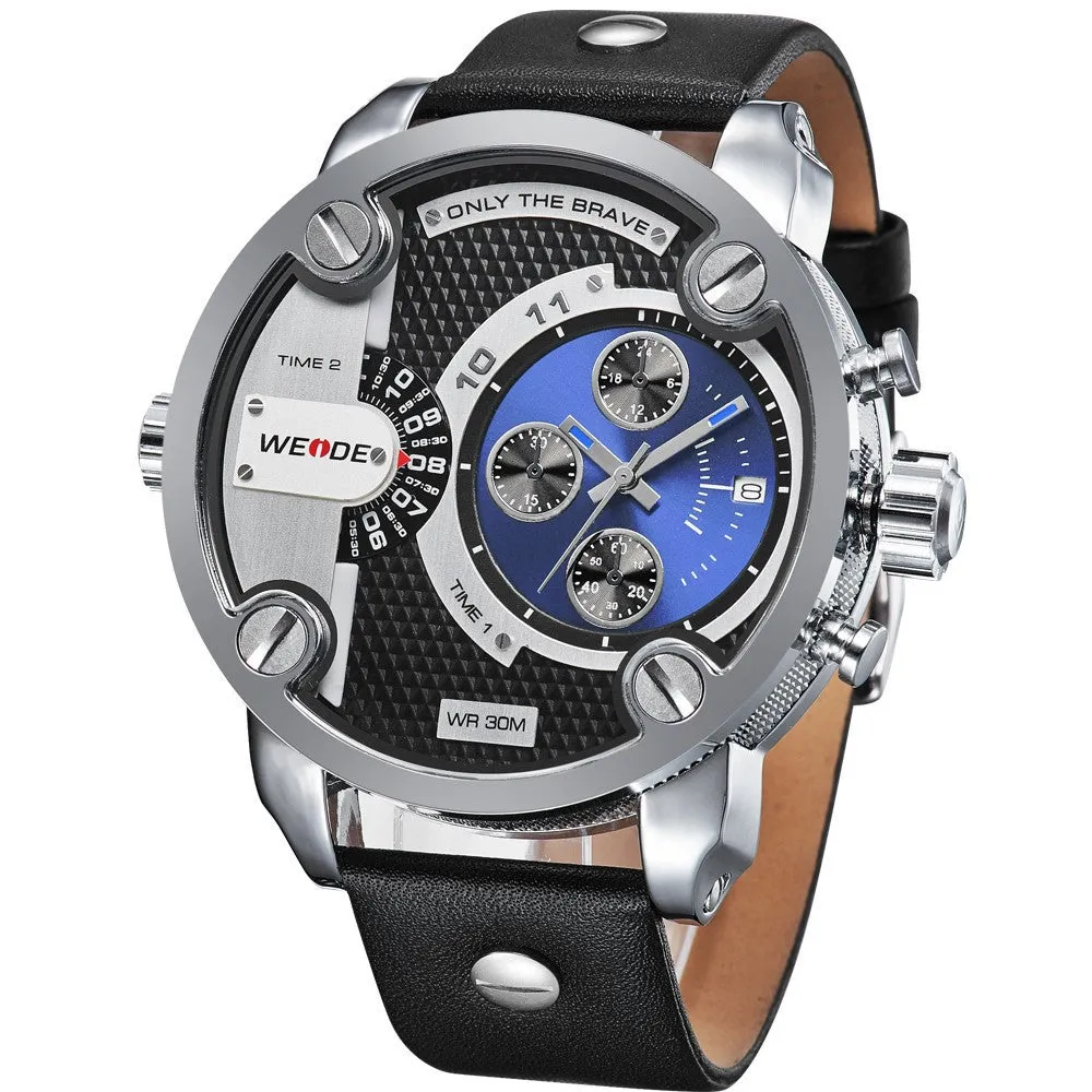 WEIDE Watches Men Military Quartz Sports Watch Luxury Brand Leather Strap Watch Wristwatch New Sale Hot Oversize Wristwatches