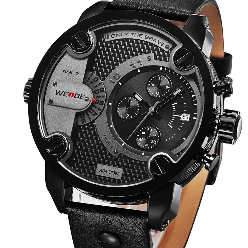 WEIDE Watches Men Military Quartz Sports Watch Luxury Brand Leather Strap Watch Wristwatch New Sale Hot Oversize Wristwatches