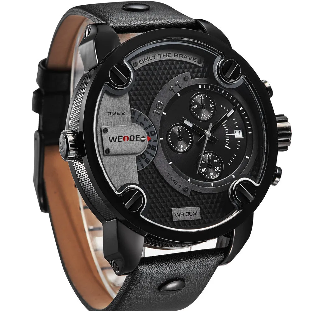 WEIDE Watches Men Military Quartz Sports Watch Luxury Brand Leather Strap Watch Wristwatch New Sale Hot Oversize Wristwatches
