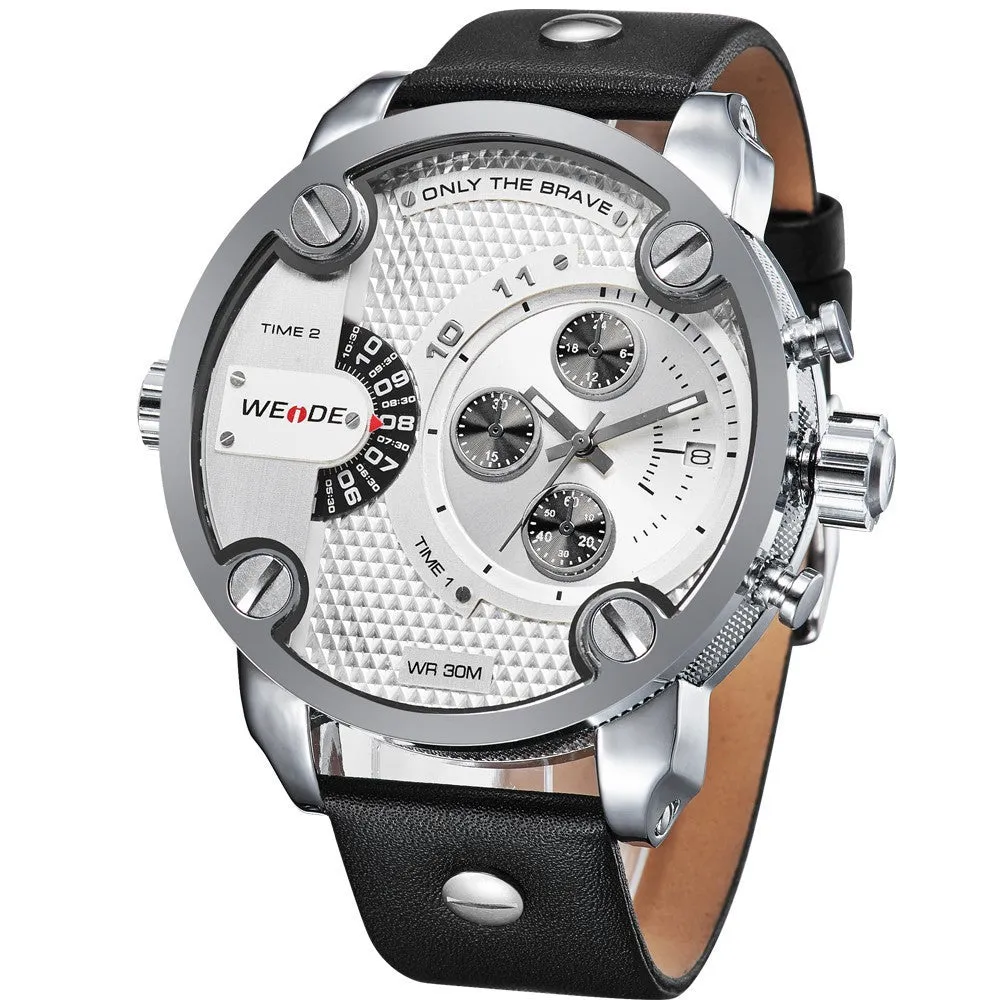 WEIDE Watches Men Military Quartz Sports Watch Luxury Brand Leather Strap Watch Wristwatch New Sale Hot Oversize Wristwatches