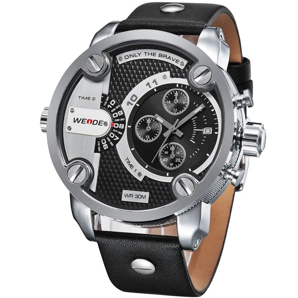 WEIDE Watches Men Military Quartz Sports Watch Luxury Brand Leather Strap Watch Wristwatch New Sale Hot Oversize Wristwatches