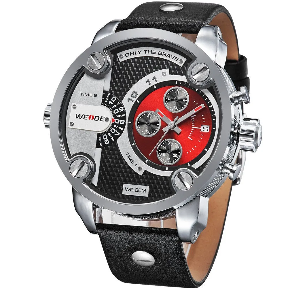 WEIDE Watches Men Military Quartz Sports Watch Luxury Brand Leather Strap Watch Wristwatch New Sale Hot Oversize Wristwatches