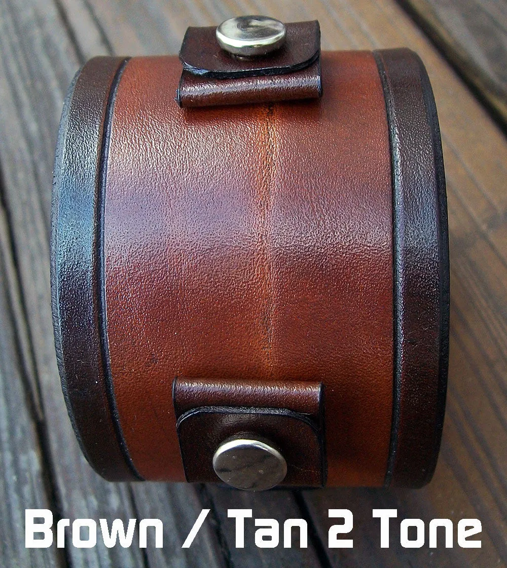 Wide Leather Watch Cuffs | "Grooved" | 2 Inch