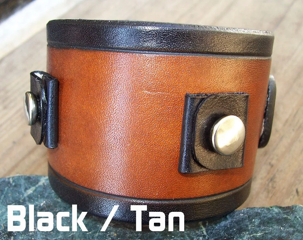 Wide Leather Watch Cuffs | "Grooved" | 2 Inch