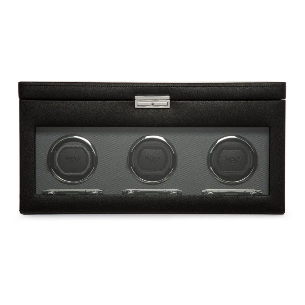 Wolf Black Triple Watch Winder with Storage