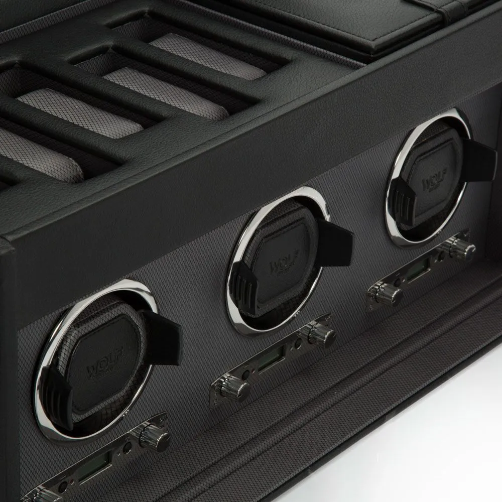 Wolf Black Triple Watch Winder with Storage