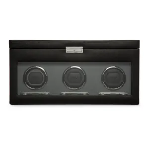 Wolf Black Triple Watch Winder with Storage