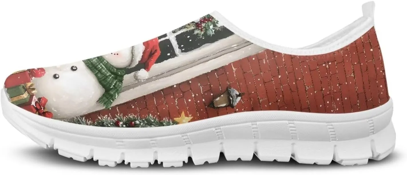 Women's Christmas Sneaker Casual Low-Top Hands Free Shoes Comfortable Breathable Slip On Non-Slip Tennis Sneaker for Ladies US 5.5-11.5