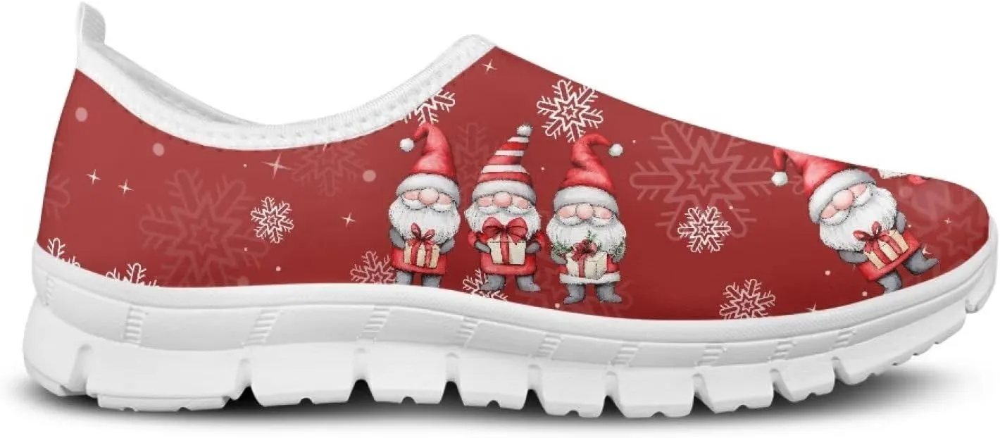 Women's Christmas Sneaker Flat Soft Casual Low-Top Tennis Shoes Slip-On Lightweight Non-Slip Breathable Mesh Outdoor Sport Running Sneaker for Ladies US 5.5-11.5