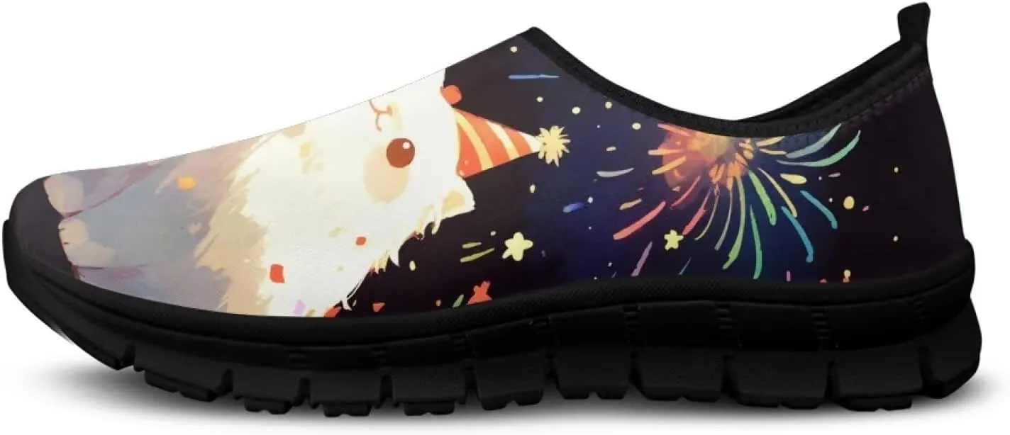 Women's Christmas Sneaker Soft Casual Lightweight Low-Top Shoes Slip On Non-Slip Breathable Mesh Running Sneaker for Ladies US 5.5-11.5