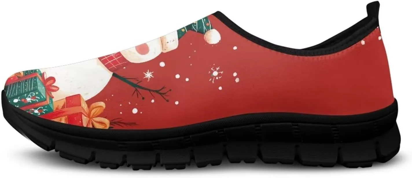 Women's Christmas Sneaker Soft Casual Low-Top Lightweight Slip On Shoes Non-Slip Breathable Mesh Running Sneaker for Ladies US 5.5-11.5