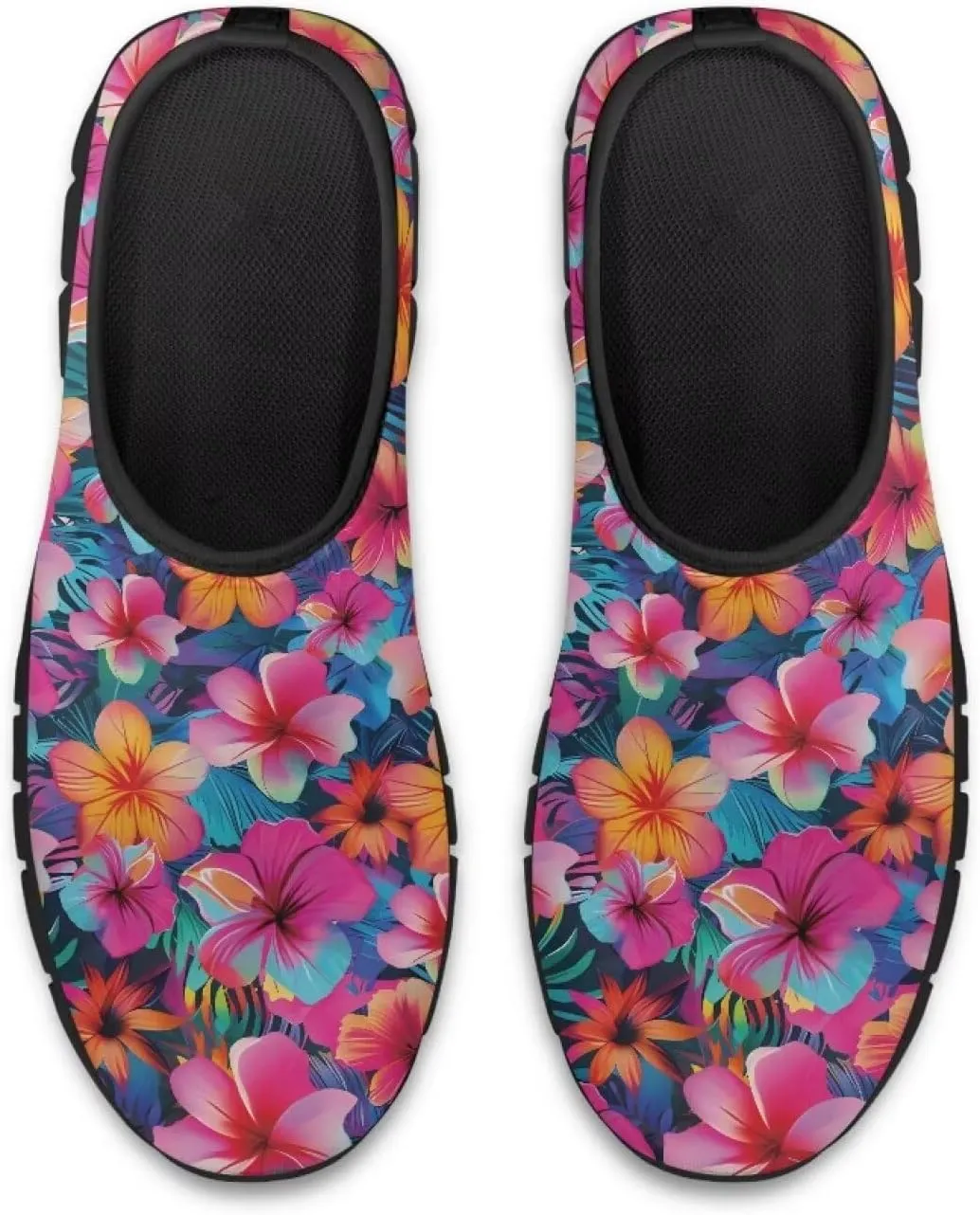 Women's Floral Print Sneaker Casual Cozy Low Top Running Shoes Lightweight Slip On Anti-Skid Workout Walking Sneaker for Teen Girls US 5.5-11.5