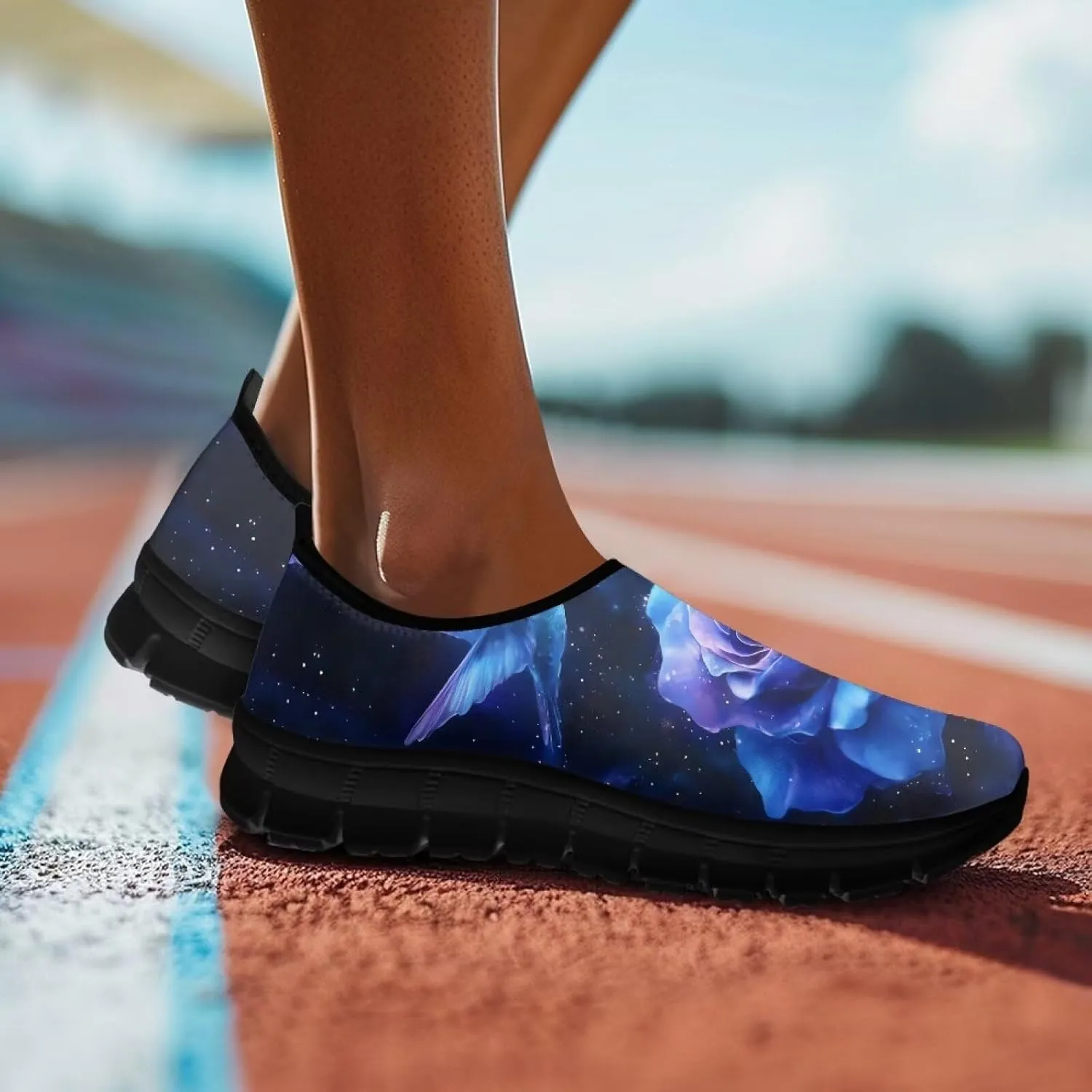 Women's Rose Sneaker Casual Low Top Lightweight Running Shoes Cozy Slip On Anti-Skid Outdoor Walking Sneaker for Ladies US 5.5-11.5