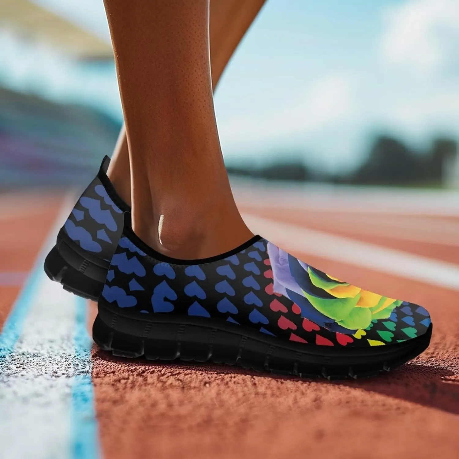 Women's Rose Sneaker Casual Low Top Lightweight Running Shoes Cozy Slip On Anti-Skid Outdoor Walking Sneaker for Ladies US 5.5-11.5