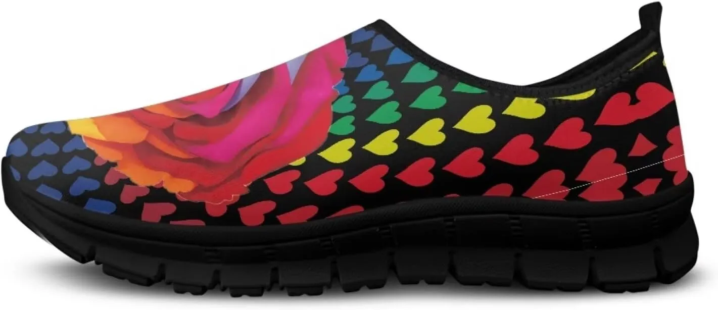 Women's Rose Sneaker Casual Low Top Lightweight Running Shoes Cozy Slip On Anti-Skid Outdoor Walking Sneaker for Ladies US 5.5-11.5