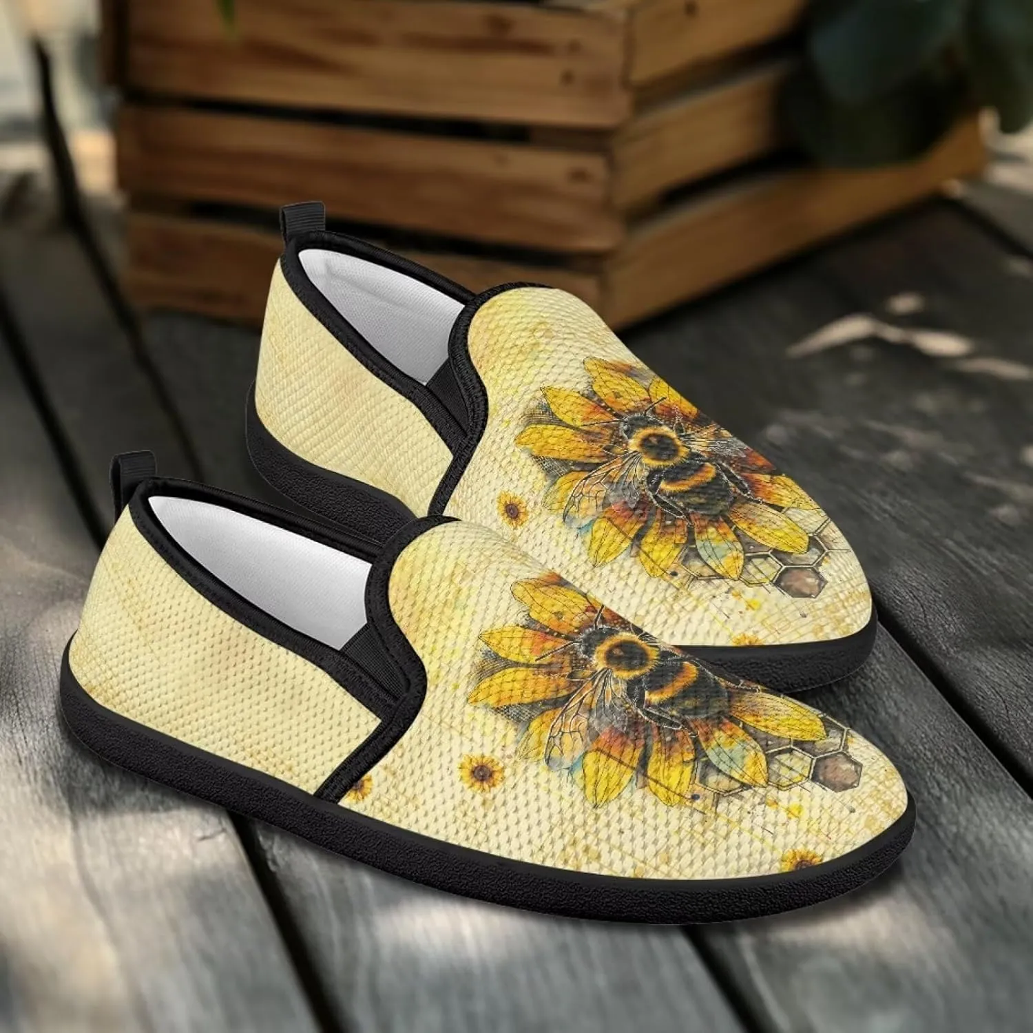 Women's Walking Shoes Fashion Casual Sneaker Comfort Flat Mesh Hand Free Low Tops Painted Sweet Dress Shoes Light - Weight Size 5.5-10.5