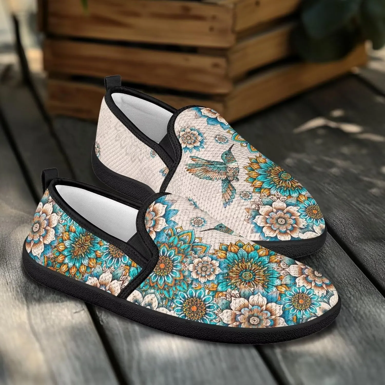 Women's Walking Shoes Fashion Casual Sneaker Comfort Flat Mesh Hand Free Low Tops Painted Sweet Dress Shoes Light - Weight Size 5.5-10.5