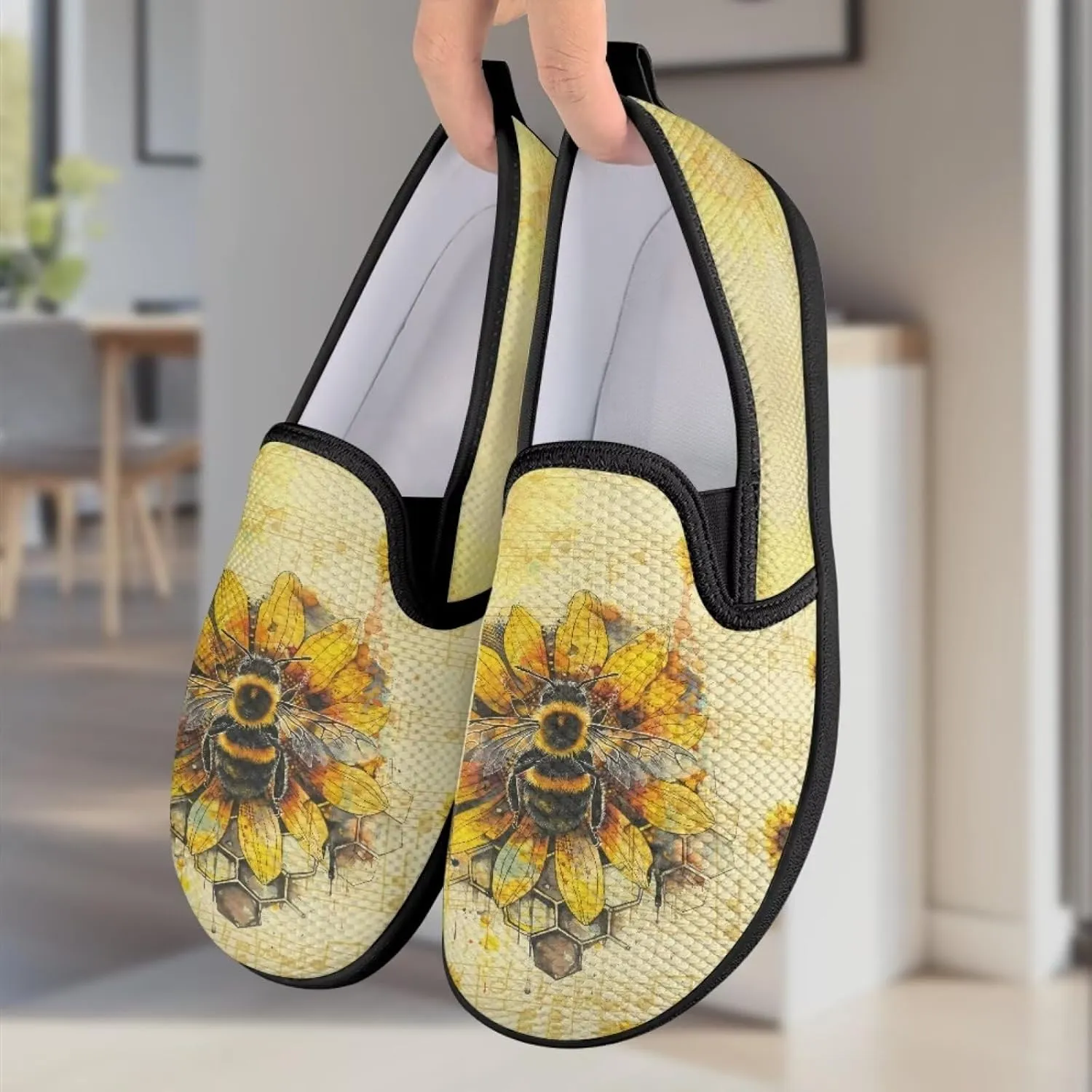 Women's Walking Shoes Fashion Casual Sneaker Comfort Flat Mesh Hand Free Low Tops Painted Sweet Dress Shoes Light - Weight Size 5.5-10.5