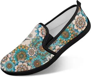 Women's Walking Shoes Fashion Casual Sneaker Comfort Flat Mesh Hand Free Low Tops Painted Sweet Dress Shoes Light - Weight Size 5.5-10.5