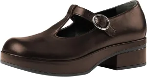YDN Women Vintage T-Strap Pumps Platforms Loafers Round Closed Toe Low Block Heel Mary Jane Leather Straps Adjustable Buckle Ladies Girls Office Walking Dress Shoes