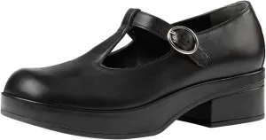 YDN Women Vintage T-Strap Pumps Platforms Loafers Round Closed Toe Low Block Heel Mary Jane Leather Straps Adjustable Buckle Ladies Girls Office Walking Dress Shoes