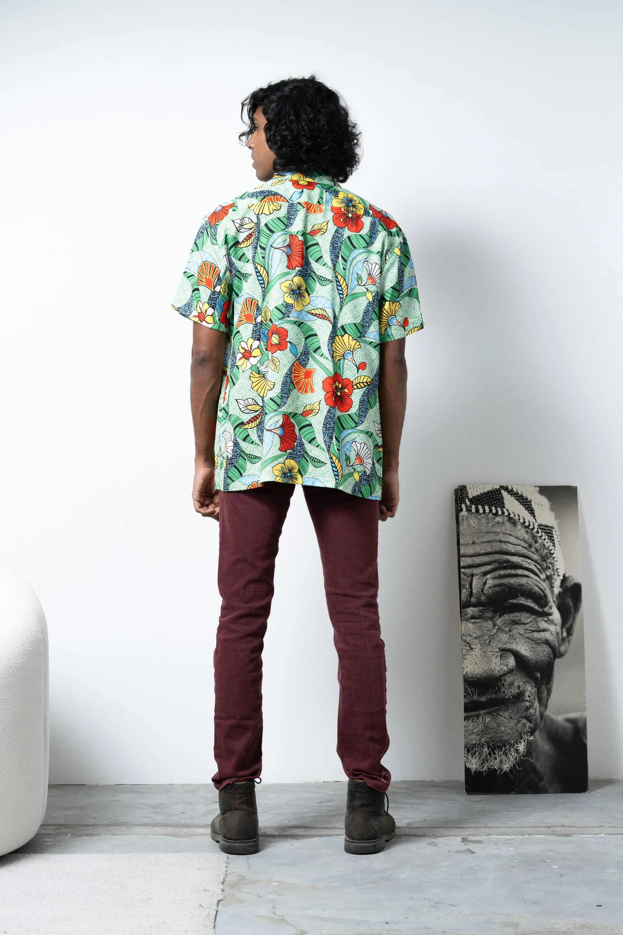 Zika Loose fit Bowling Collar Unisex Shirt - Green ASA HANA OA OG - TENCEL Lyocell