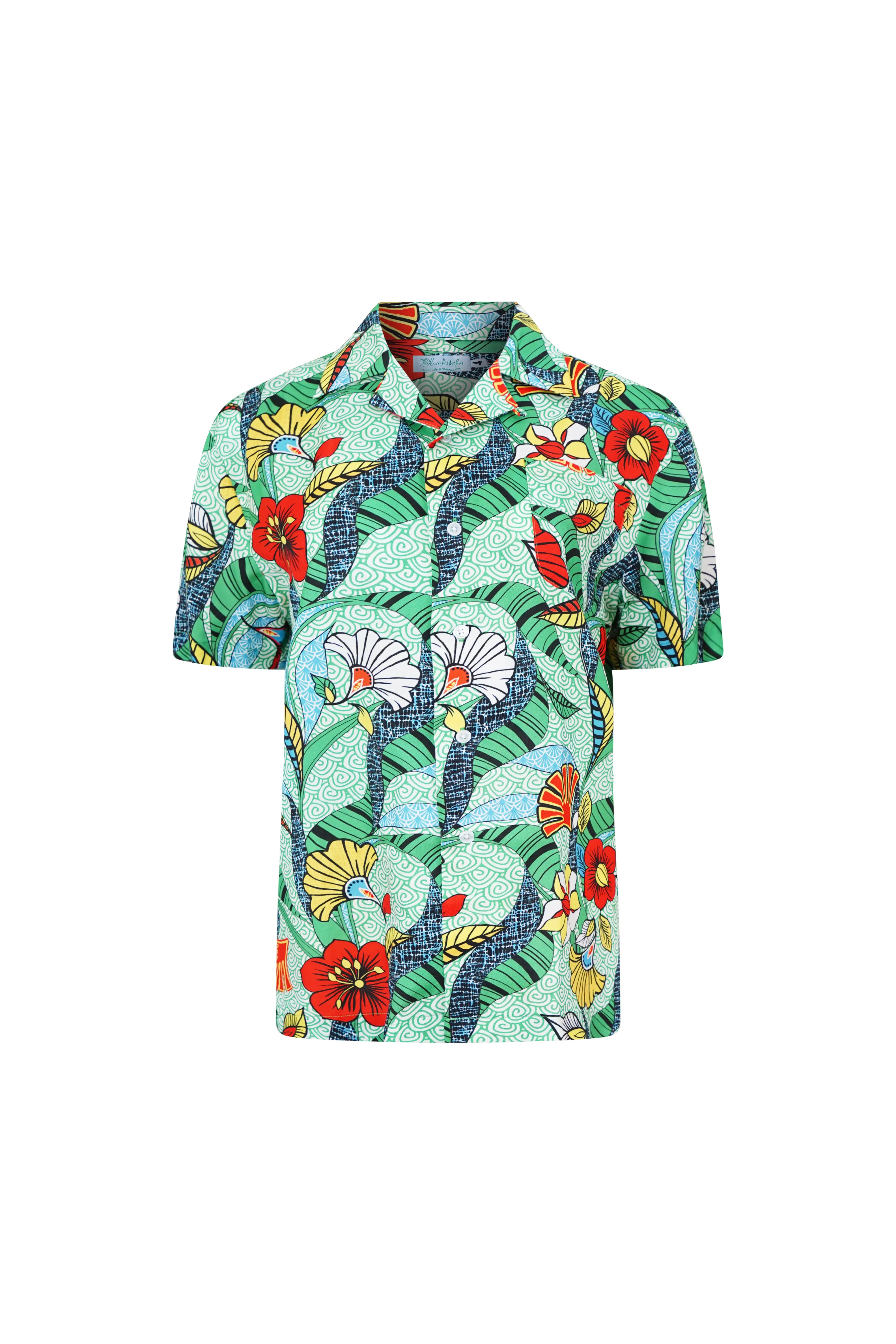 Zika Loose fit Bowling Collar Unisex Shirt - Green ASA HANA OA OG - TENCEL Lyocell