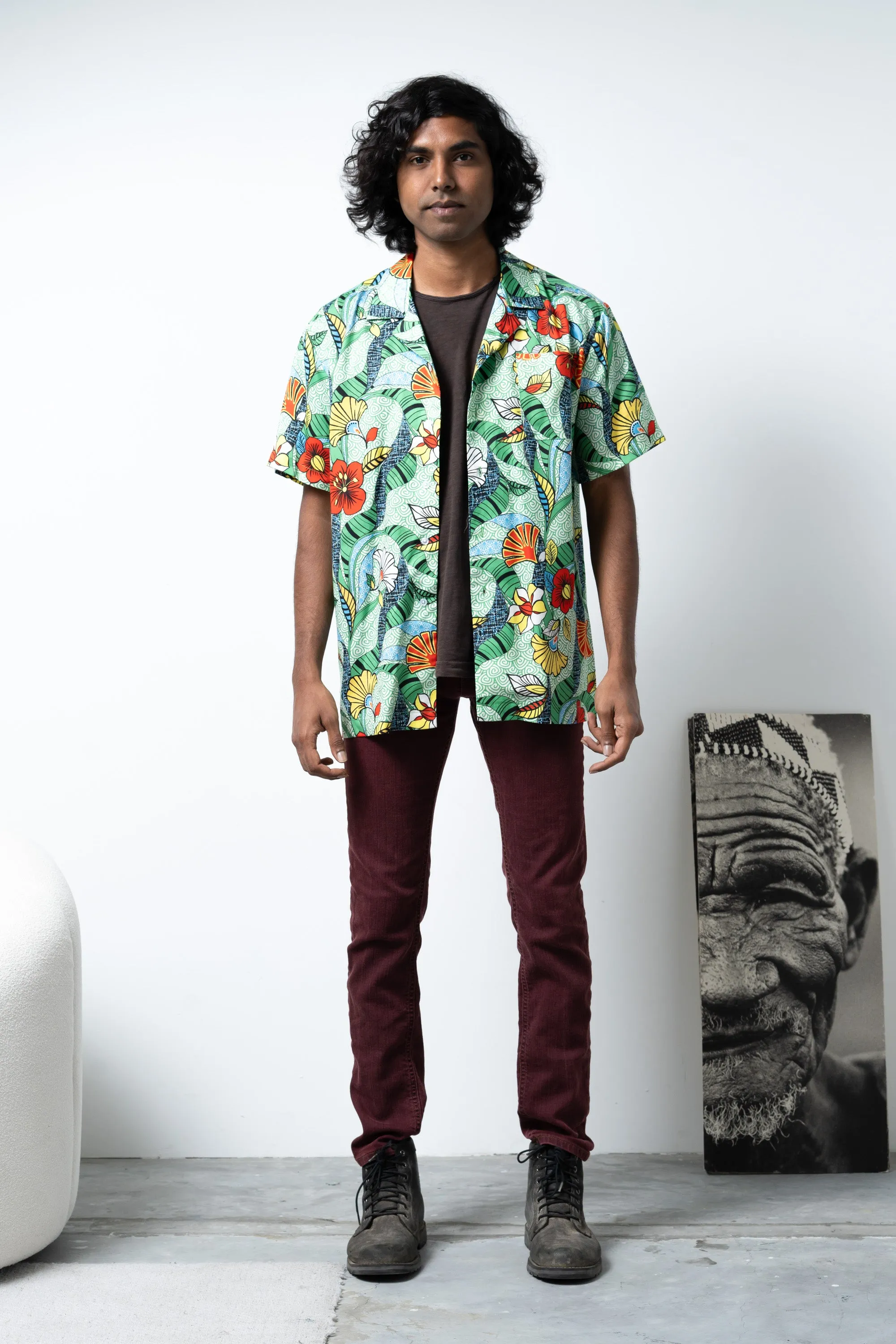 Zika Loose fit Bowling Collar Unisex Shirt - Green ASA HANA OA OG - TENCEL Lyocell