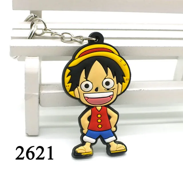Zoeber NEW Dragon Ball Cartoon Key ring children Anime keychain Luffy naruto ONE PIECE joba Key chain Silicone keyring bag chain